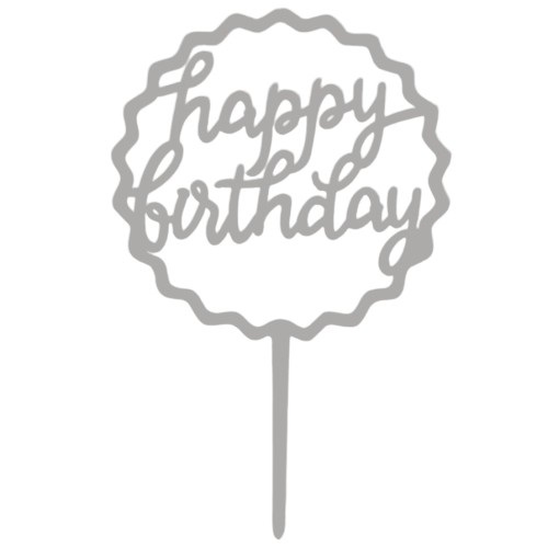 Cake Topper Happy Birthday Kartel Zilver Zilver Tm